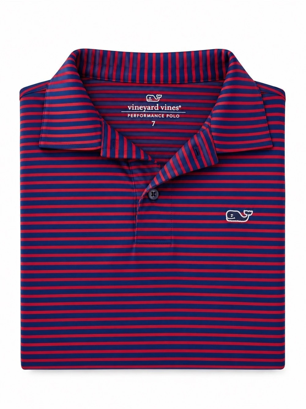 Vineyard Vines Performance Polo Striped Blue & Red